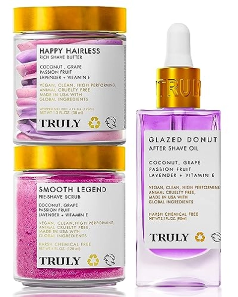 Truly Beauty Smooth Legend Shave Kit - Coochy Sensitive Skin Shave Oil, Vegan And Cruelty Free Shaving Cream, After Shave for Women