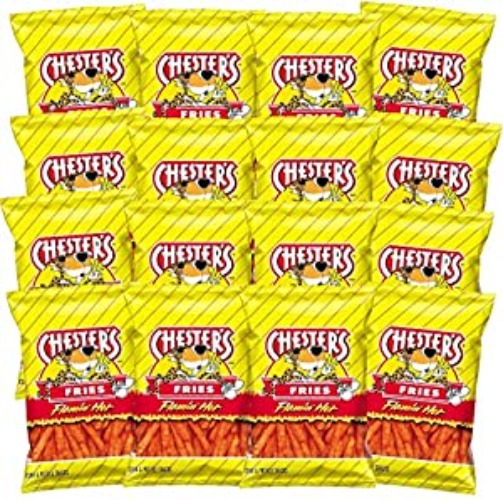 Chester's Flamin' Hot Fries - Snack Pack of 16 Gluten Free Healthy Chips & Crisps- Bulk Snacks & Individual Chips - Variety Chips for All Adults, Teenagers, and Kids Snacks, 1.75 Ounce Bags