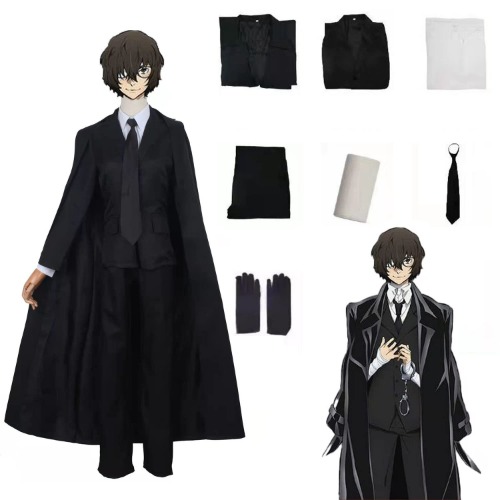 MiBotong Bungo Stray Dogs cosplay costume pants shirt vest coat trench coat clothes wig full set - Small Dazai Osamu