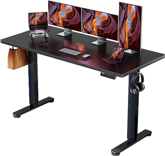 ErGear Height Adjustable Electric Standing Desk, 63x 28 Inches Sit Stand up Desk, Large Memory Computer Home Office Desk (Black) - 63*28 Inch - Black