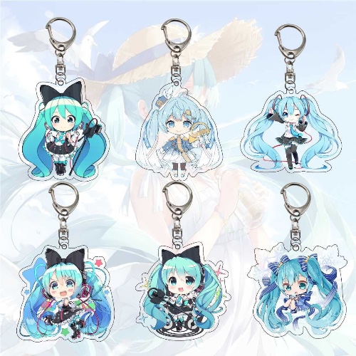 ヘデソ5サエティ Portachiavi Hatsune Miku Anime Ciondolo Uomo Donna Cosplay Regalo Unisex Acrilico Accessori Merch, 6 Pezzi
