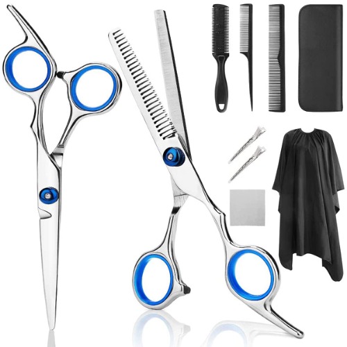 Professional Hair Cutting Scissors, YBLNTEK 9 PCS Barber Thinning Scissors Hairdressing Shears Stainless Steel Hair Cutting Shears Set with Cape Clips Comb for Barber Salon and Home