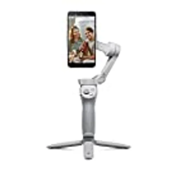 DJI OM 4 SE Estabilizador en tres ejes con trípode para smartphones, diseño magnético, plegable, portátil, ActiveTrack 3.0, modo Story, estabilizador para videoblogs y vídeos de YouTube y Tiktok, Gray