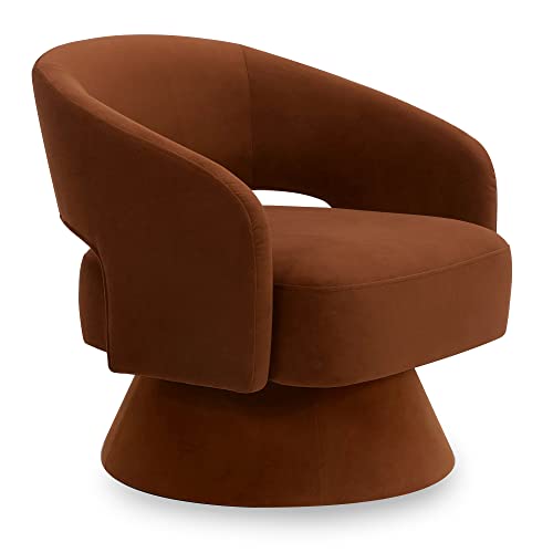 CHITA Swivel Accent Chair Armchair, Velvet Barrel Chair for Living Room Bedroom, Burnt Orange - Burnt Orange