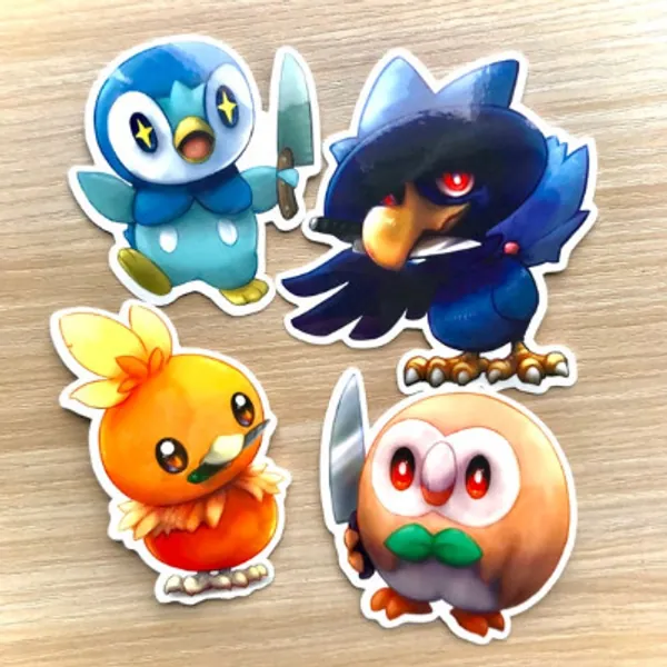 Pokémon With Knives Vinyl Sticker Set Bird Starter Edition | Etsy