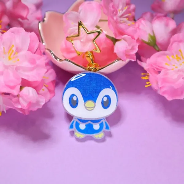 Piplup Keychain Blue Character Penguin Keychain  Resin | Etsy