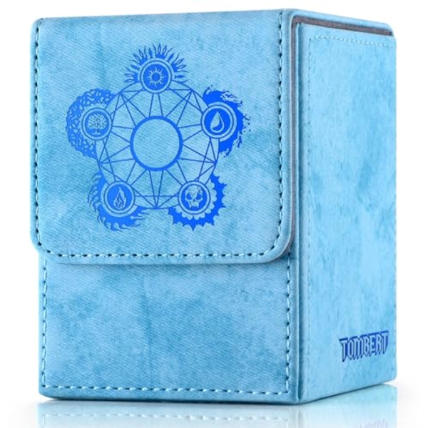 Tombert 150+ Premium Deck Box for MTG, PTCG, Large Capacity with 2 Dividers, Fits 150+ Sleeved Cards TCG Trading Card Games(bright blue)
