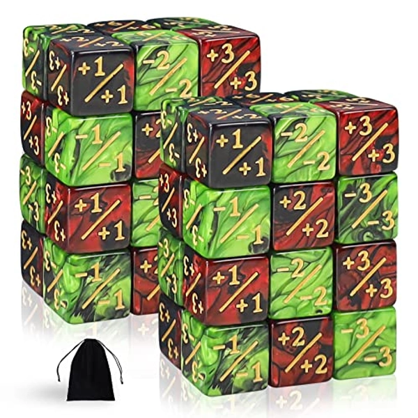 48 Pieces MTG Dice Counters Token Dice, Magic The Gathering Glitter Sparkle Dice, Loyalty Dice Starry Marble D6 Dice Cube Compatible with MTG, CCG, Card Gaming Accessory (Type 3)