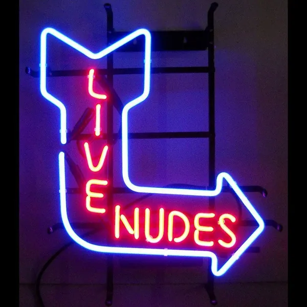 Live Nudes Real Glass Neon Light Sign Home Beer Bar Pub Recreation Room Game Room Windows Garage Wall Sign (17"×14" Large)