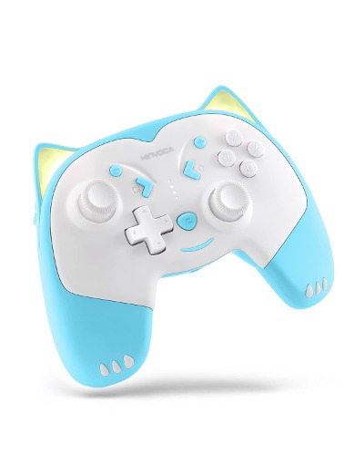 KINVOCA Wireless Controller for Nintendo Switch/Switch Lite, Cute Pro Controller with Turbo, Motion, Vibration, Wake-Up, Headphone Jack and Breathing Light - Blue - blue
