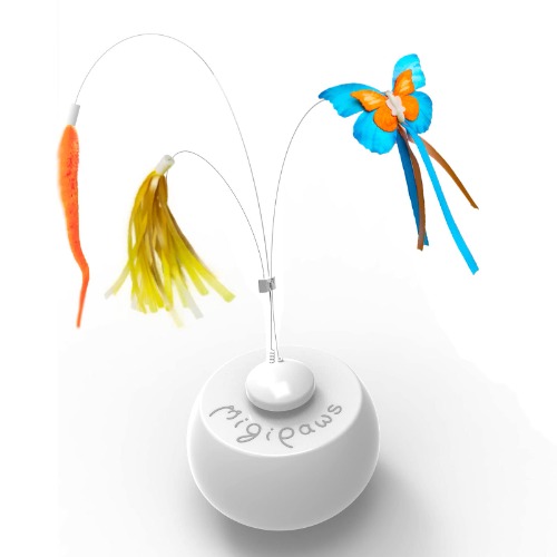 Migipaws Cat Toys Interactive Butterfly Feather Mice Spin with Smart Rolling Ball for Indoor Kittens Self Play Automatic Sensing Kitty Teaser Wand 3 Refills - Butterfly cat toy