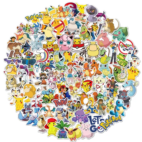 100PCS Anime Stickers for Kids, Themed Party Supplies Cute Cartoon Decals for Adults Teens Kids, Waterproof Stickers for Skateboards Phone Laptop Car Bicycle Luggage