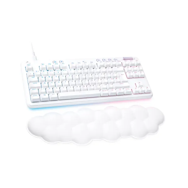 Logitech G G713 Wired Mechanical Gaming Keyboard with LIGHTSYNC RGB Lighting, Linear Switches (GX Brown) and Keyboard Palm Rest, PC and Mac Compatible - White Mist