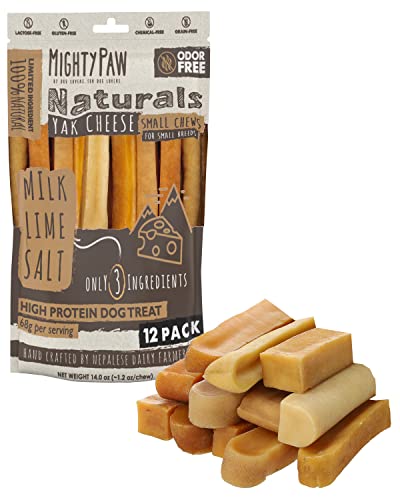 Mighty Paw Yak Cheese Chews for Dogs | All-Natural Long Lasting Pet Treats. Odorless and Great for Oral Health. Limited-Ingredient Chews for Puppies & Power-Chewers (Small, 12 Pack) - Small - 12 Pack