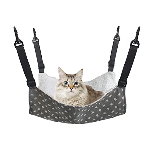 DONGKER Small Pet Cage Hammock, Soft Plush Hanging Pet Cat Hammock Bed with Adjustable Straps & Metal Hooks for Cats Ferret Puppy Small Animals - XL