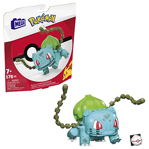 MEGA Pokémon Action Figure Building Toys, Bulbasaur with 175 Pieces, 1 Poseable Character, 4 Inches Tall, Gift Ideas for Kids, GVK83 - Single