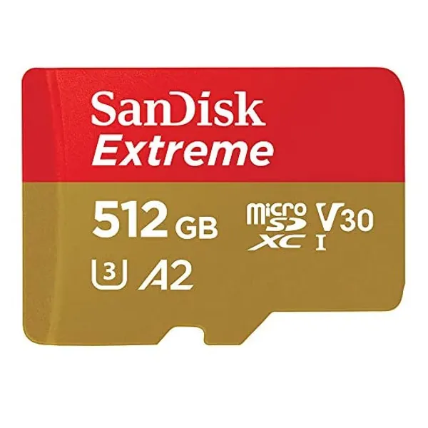 
                            SanDisk 512GB Extreme microSDXC UHS-I Memory Card with Adapter - Up to 160MB/s, C10, U3, V30, 4K, A2, Micro SD - SDSQXA1-512G-GN6MA
                        