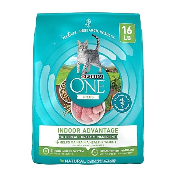 PURINA ONE Natural, Low Fat, Weight Control, Indoor Dry Cat Food, +Plus Indoor Advantage - 16 lb. Bag