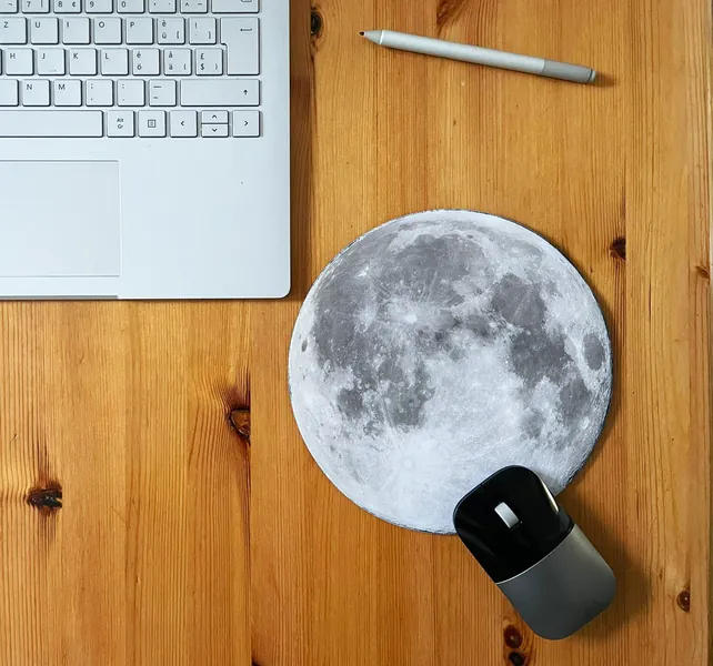 Celestial Moon Planet White Ball For Computer PC Laptop Mouse Pad Mat Home Office Decor Novelty