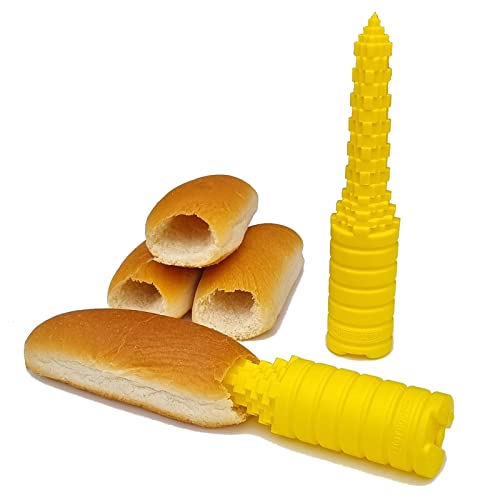 Hotdogger, Hot Dog Bun Driller Perfect for Grilling and BBQ, Ideal Size for Brats and Other Sausages - Yellow