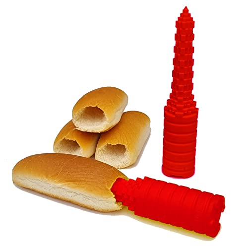 Hotdogger, Hot Dog Bun Driller Perfect for Grilling and BBQ, Ideal Size for Brats and Other Sausages (Red) - Red