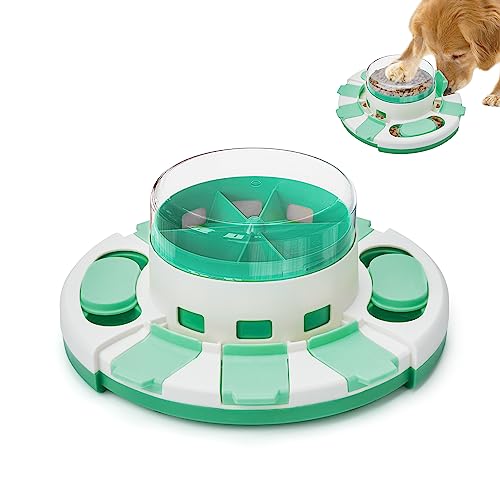 Potaroma Dog Puzzle Toy 2 Levels, Slow Feeder for Dogs, Dog Food Treat Feeding Toys for IQ Training, Dog Entertainment Toys for All Breeds (Green White) - Green White