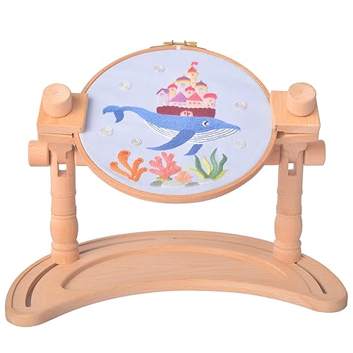 Multifunctional Embroidery Hoop Stand, Rotated Adjustable Embroidery Frame Stand Cross Stitch Stand, Beech Wood Embroidery Hoop Holder for Arts Crafts Sewing Needlework - Embroidery Lap Stand