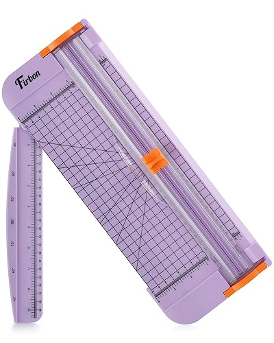 Firbon Purple A4 Paper Cutter, 12 Inch Titanium Straight Paper Trimmer with Side Ruler for Scrapbooking Craft, Paper, Coupon, Label, Cardstock - Light Purple