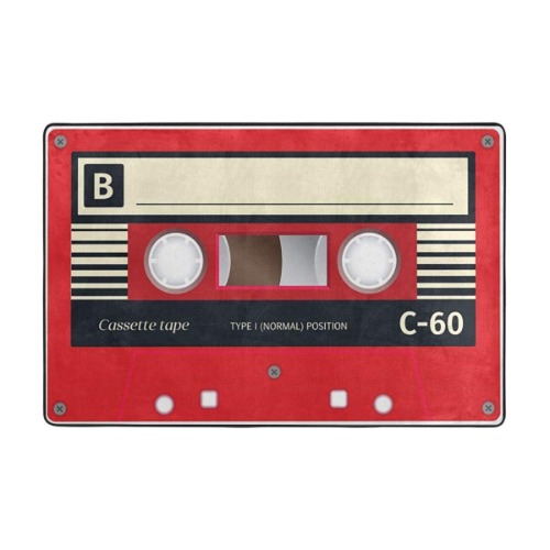 KiuLoam Vintage Cassette Tape Red Non-Slip Area Rug for Living Room Bedroom Floor Mat Doormats Carpet for Home Decor, 3' x 2'