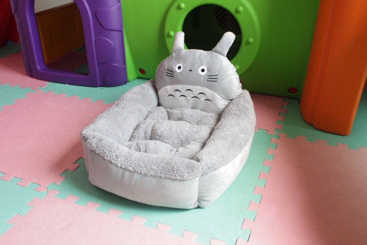 Ulalaza Warming Huisdier Bed voor Kat of Hond Mode Cartoon Verdikt Katoen Huisdier Slaapbank Bed, Eén maat, Grijze totoro