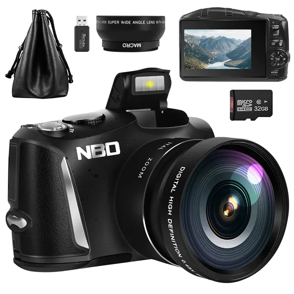 NBD Digital Camera for Photography, Vlogging Camera 4K 48MP Compact Camera for YouTube with Autofocus, 16X Digital Zoom, 52mm Wide Angle & MacroLens