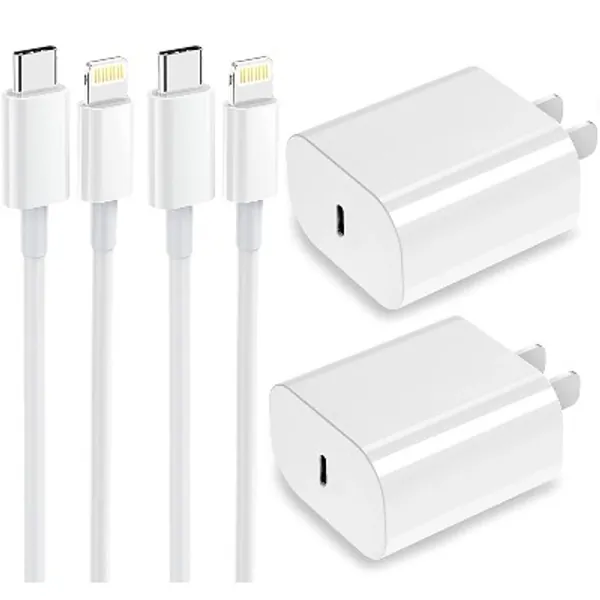 【Apple MFi Certified】 iPhone Fast Charger 20W PD USB C Wall Charger 2-Pack 6FT Cable Fasting Charging Adapter Compatible with iPhone 13 Pro/12/12 Mini/12 Pro Max/11 Pro Max/XS Max/XS/XR/X/8Plus