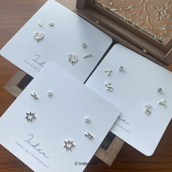 Dainty Silver Stud Earring Set For 3 - Cute Silver Earring Set Gift - Shiny Lightweight Everyday Earrings Set For Women - Silver Earring Set