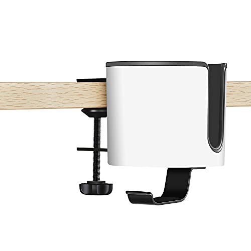 GUNKING Luxury 2-in-1 Anti-Spill Cup Holder with Under Desk Headphone Hanger (White) - White