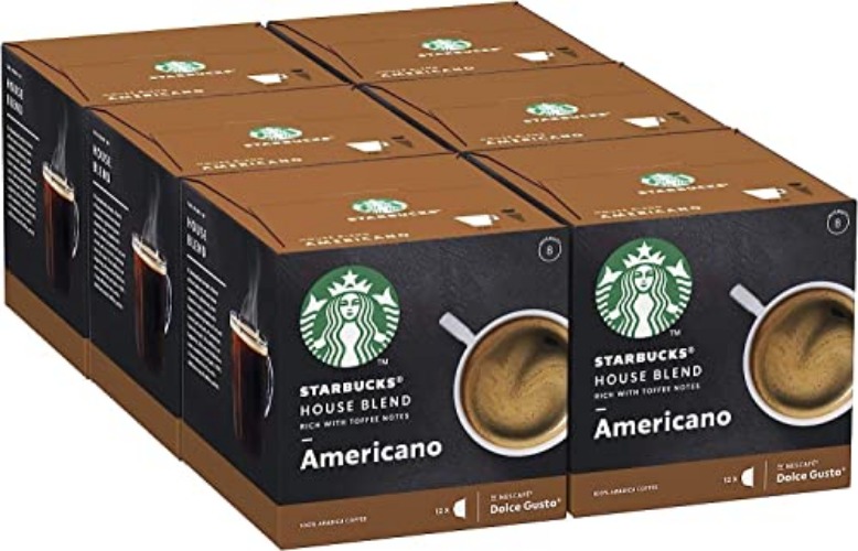 STARBUCKS Americano House Blend Medium Roast Coffee Pods by NESCAFÉ Dolce Gusto - 72 Coffee Americano Capsules (6 packs) - Americano Roast Coffee Pods - Unflavoured - 12 Count (Pack of 6)