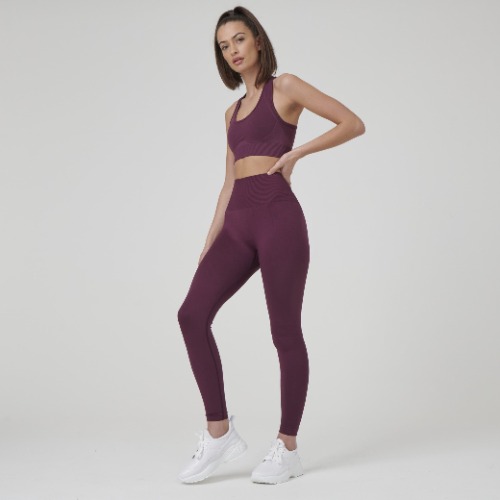 Balance Seamless Set (Leggings + Top) - Plum / S