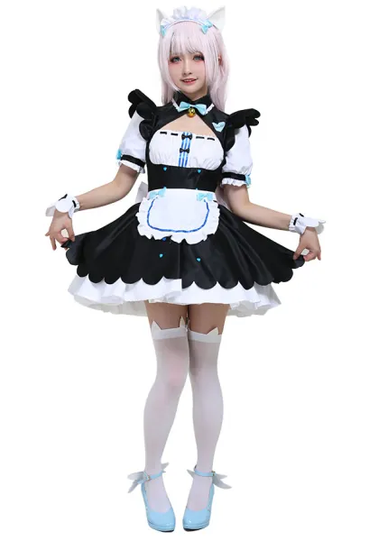 Nekopara Vanilla Cosplay Costume Maid Dress with Cat Ears