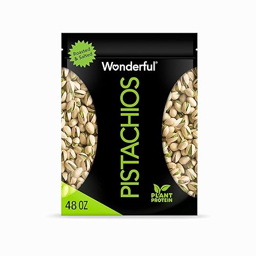 Wonderful Pistachios In Shell, Roasted & Salted Nuts, 48 Ounce Resealable Bag, Shelled Protein Snacks, Bulk Snacks, Healthy Snacks for Adults - Roasted & Salted - 48 Ounce (Pack of 1)