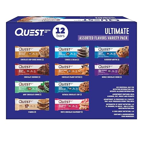 Quest Nutrition Ultimate Variety Pack Protein Bars, High Protein, Low Carb, Gluten Free, Keto Friendly, 12 Count - Ultimate Variety Pack - 2.12 Ounce (Pack of 12)