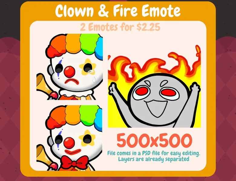 Clown & Fire DIY Emote bases