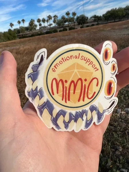 Emotional support mimc clear sticker | definitely not a mimic | water bottle sticker | dungeons and dragons