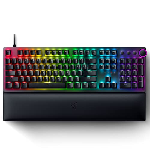 Razer Huntsman V2 Optical Gaming Keyboard: Fastest Linear Optical Switches Gen-2 w/Sound Dampeners & 8000Hz Polling Rate - Doubleshot PBT Keycaps - Dedicated Media Keys & Dial - Ergonomic Wrist Rest - Classic Black - Huntsman V2 - Linear Optical Switches