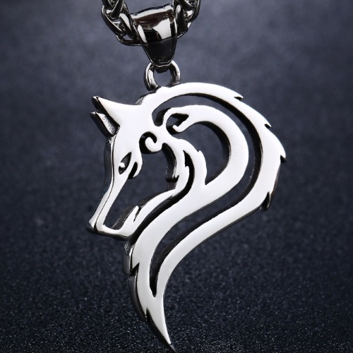 Majestic Wolf Silhouette Pendant - Stainless Steel | Shiny