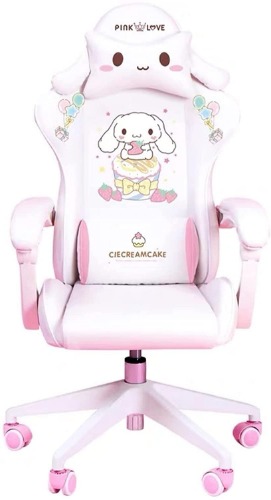 Gaming Chair Cinnamoroll WCG Gaming Chair Girls Cute Computer Armchair Office Home Swivel Lifting Adjustable Chair - Pink