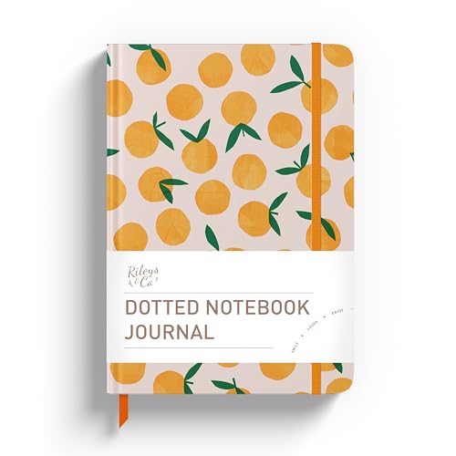 Rileys Co Dotted Journal Notebook 8x6 Inches, Hardcover Notebook Motivational Journal - Motivational Notebooks (Oranges) - Oranges