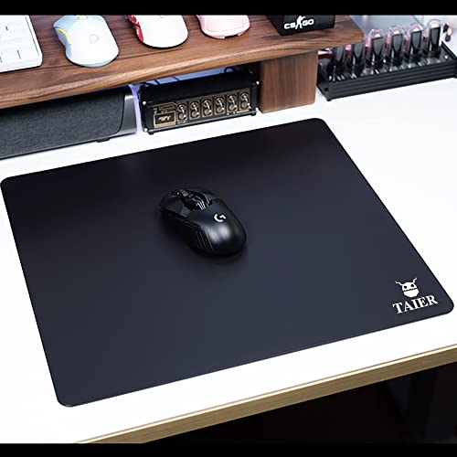 Glass Gaming Mouse pad, Desk Mouse pad Gaming,Photovoltaic Glass Mouse pad Large, Professional E-Sports Gaming Mouse pad, Clear Desk mat, Large Mouse pad for Desk. (Matte Black,9.84 * 9.84in)