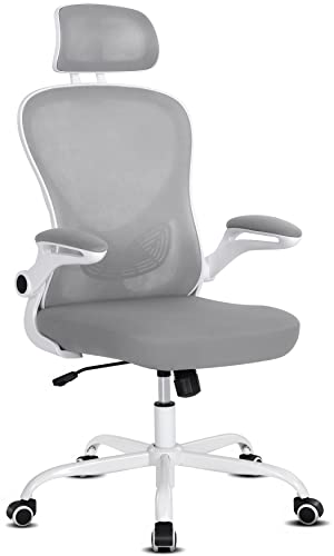 Misolant Office Chair, Ergonomic Mesh Chair, Desk Chair, Office Chair with Headrest, Ergonomic Office Chair Adjustable Lumbar Support, Mesh Office Chair Light Gray - Light Gray