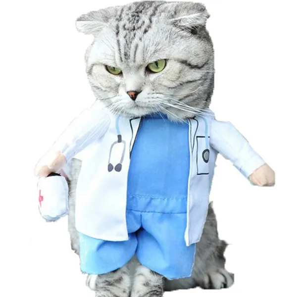 NACOCO Dog Cat Doctor Costume Pet Doctor Clothing Halloween Jeans Outfit Apparel - Large (Pack of 1)