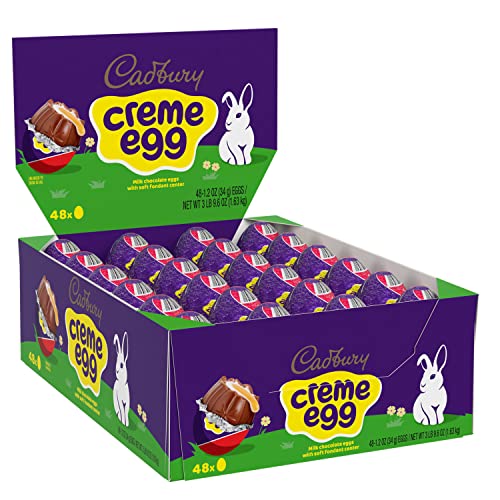 CADBURY CREME EGG Milk Chocolate Candy, Easter, 1.2 oz Eggs (48 Count) - Cadbury Crème Eggs (Pack of 48)