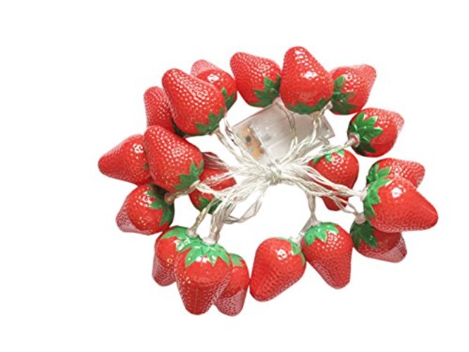 SDOUBLEM 20LED Fruit Strawberry String Lights Battery Powered Indoor Outdoor Lighting Lamp for Wedding Home Birthday Garden Yard Patio Party Decorations - 20LED - Strawberry